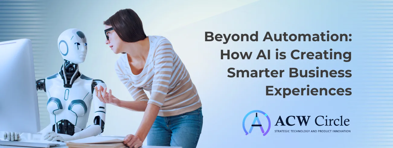 Business professionals using AI-powered analytics to improve customer experiences and enterprise decision-making.